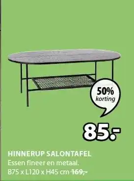 Jysk Hinnerup salontafel b75 x l120 x h45 cm aanbieding