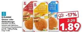 Kaufland DE K-CLASSIC Cheese- oder Chickenburger aanbieding