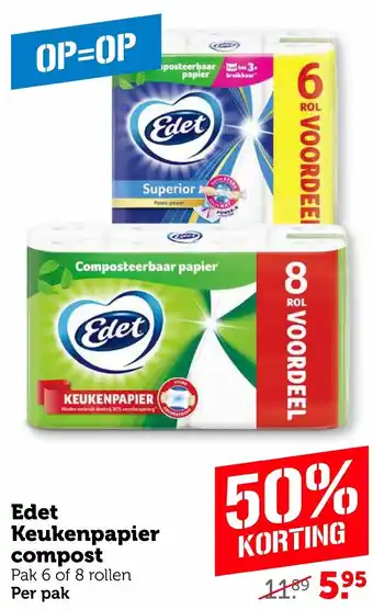 Coop Edet keukenpapier compost per pak aanbieding