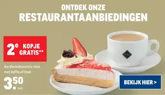 Makro Aardbeienbavarois vlaai met koffie of thee aanbieding