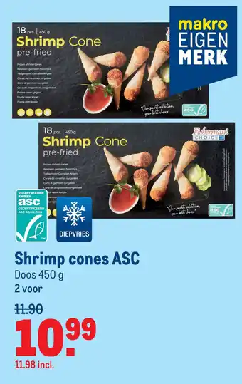 Makro Shrimp cones ASC aanbieding