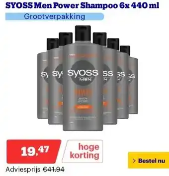 Bol.com SYOSS Men Power Shampoo 6x 440 ml aanbieding