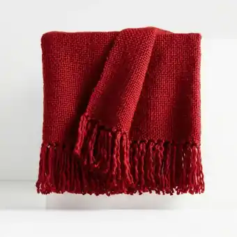 CB2 Styles 70"x55" Red Fringe Throw Blanket aanbieding