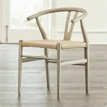 CB2 Crescent Weathered Grey Wishbone Dining Chair aanbieding