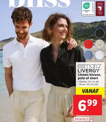 Lidl esmara LIVERGY Linnen blouse, polo of short aanbieding