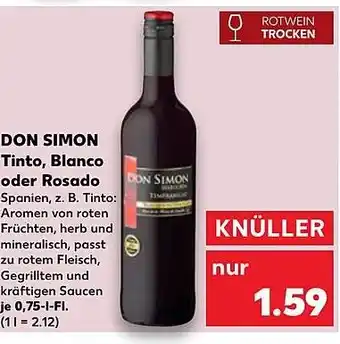 Kaufland DE DON SIMON Tinto, Blanco oder Rosado aanbieding