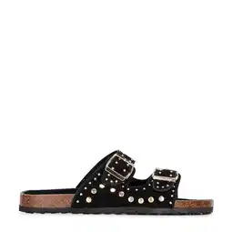 Wehkamp PS Poelman Emmie suède slippers zwart aanbieding