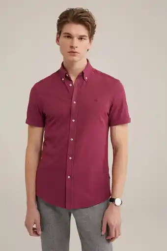 Wehkamp WE Fashion slim fit overhemd dark grape aanbieding