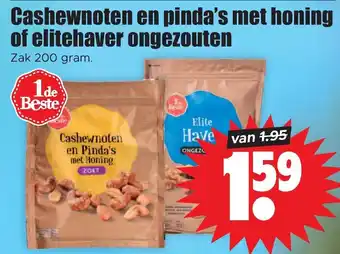 Dirk Cashewnoten en pinda's met honing of elitehaver ongezouten aanbieding