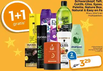 Trekpleister Schwarzkopf, Taft, Got2b, Gliss, Syoss, Palette, Nature Box, Natural & Easy en Fa aanbieding