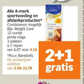 Albert Heijn Alle A-Merk Sportvoeding En Afslanproducten 3 pakken a 2 repen aanbieding