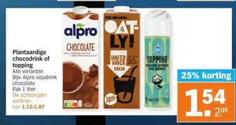 Albert Heijn Plantaardige Chocodrink of Topping aanbieding