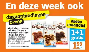 Albert Heijn De Ruijter Chocoladevlokken 300 gram aanbieding