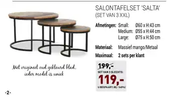 Paco Meubelen Salontafelset 'Salta' Set Van 3 XXL aanbieding