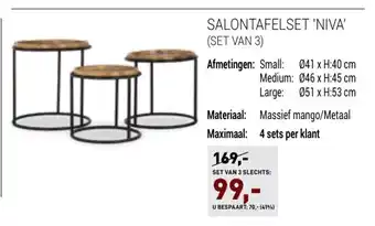 Paco Meubelen Salontafelset 'Niva' Set Van 3 aanbieding