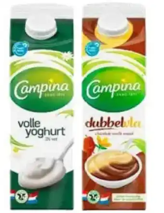 Poiesz Campina melk vla of yoghurt aanbieding