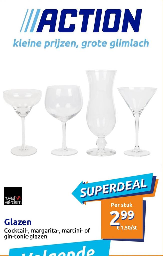 Glazen aanbieding bij Action