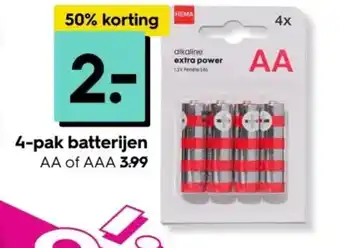 HEMA 4-pak batterijen aanbieding