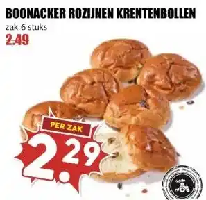 MCD Supermarkt BOONACKER ROZIJNEN KRENTENBOLLEN aanbieding