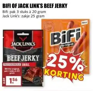 MCD Supermarkt BIFI OF JACK LINK'S BEEF JERKY aanbieding