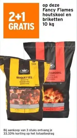 GAMMA Fancy Flames houtskool en briketten 10kg aanbieding