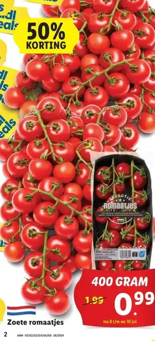 Lidl Zoete romaatjes aanbieding