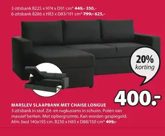 Jysk MARSLEV SLAAPBANK MET CHAISE LONGUE aanbieding