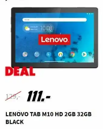 MediaMarkt Lenovo TAB M10 HD 2GB 32GB black aanbieding