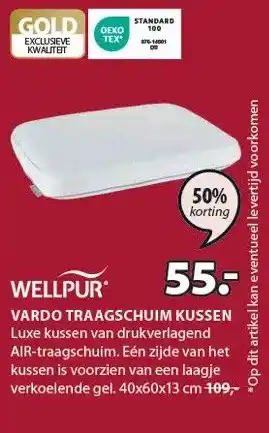 Jysk WELLPUR VARDO TRAAGSCHUIM KUSSEN aanbieding