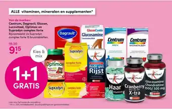 Drogisterij Visser Alle Vitaminen, Mineralen En Supplementen : Centrum, Dagravit, Glucon, Lucovitaal, Optimax En Supradyn Complex Forte 1+1 Grat aanbieding