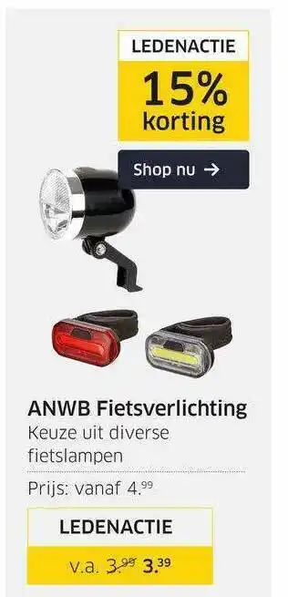 ANWB ANWB Fietsverlichting 15% Korting aanbieding