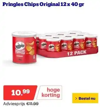 Bol.com Pringles Chips Original 12 x 40 gr aanbieding