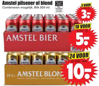 Dirk Amstel pilsener of blond 24*500ml aanbieding