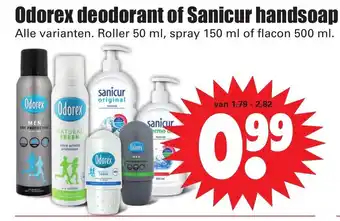 Dirk Odorex deodorant of Sanicurhandsoap aanbieding