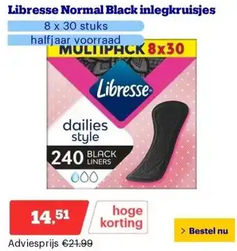 Bol.com Libresse Normal Black inlegkruisjes aanbieding