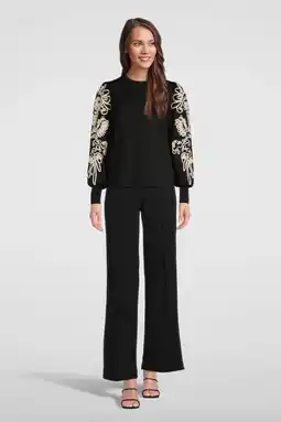 Wehkamp OBJECT Top OBJCAROLINE met 3D applicatie zwart/offwhite aanbieding