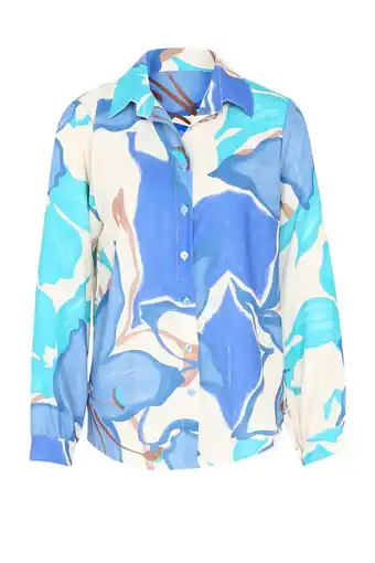 Wehkamp Cassis blouse met all over print blauw/ecru/turqouise aanbieding