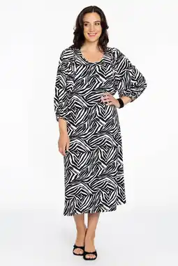Wehkamp Yoek jurk met zebraprint zwart/ wit aanbieding