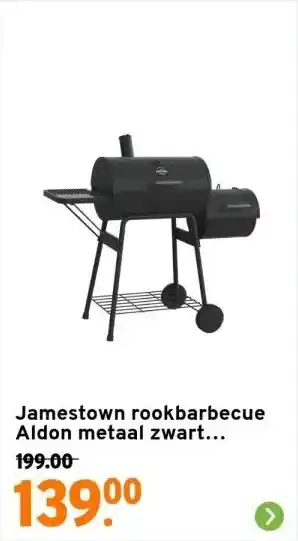 GAMMA Jamestown rookbarbecue Aldon metaal zwart 118x56x132 cm 3 branders aanbieding