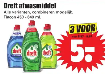 Dirk Dreft afwasmiddel 3*450-640ml aanbieding