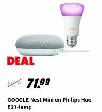 MediaMarkt Google Nest Mini en Philips Hue E27-lamp aanbieding