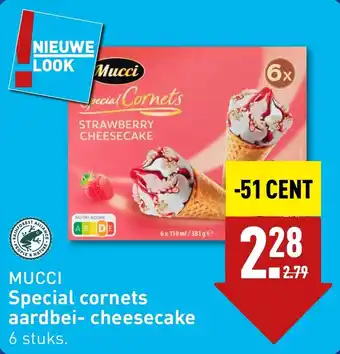 ALDI MUCCI Special cornets aardbei- cheesecake aanbieding