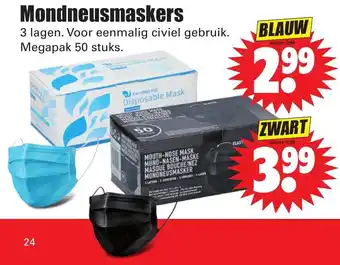 Dirk Mondneusmaskers 3-laags 50st aanbieding