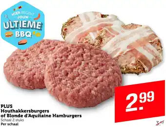 Coop PLUS Houthakkersburgers of Blonde d'Aquitaine Hamburgers aanbieding