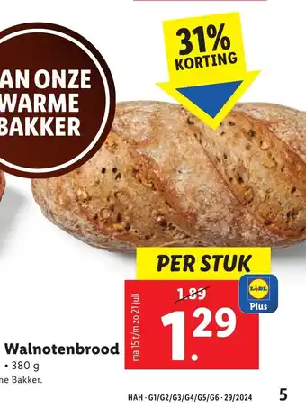 Lidl Walnotenbrood 380 g aanbieding