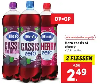 Lidl Hero cassis of cherry 1,25 liter aanbieding