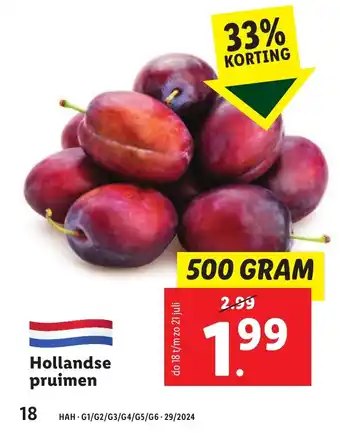 Lidl Hollandse pruimen 500 gram aanbieding