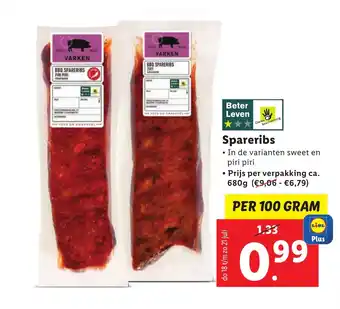 Lidl Spareribs 100 gram aanbieding