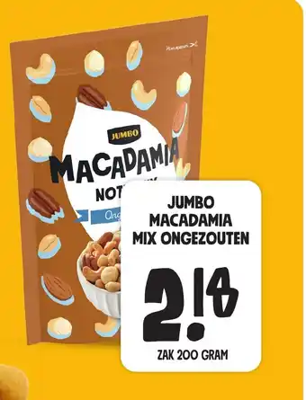 Jumbo MACADAMIA MIX ONGEZOUTEN 200 gram aanbieding