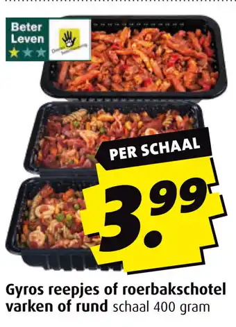 Boni Gyros reepjes of roerbakschotel varken of rund  400 gram aanbieding